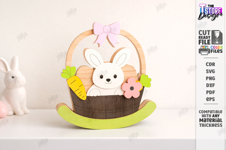 Easter Bunny Rocker Laser Cut | Tabletop Easter Decor | CNC