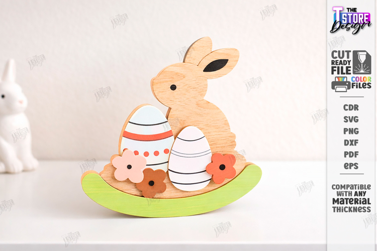 Easter Bunny Rocker Laser Cut | Tabletop Easter Decor | CNC