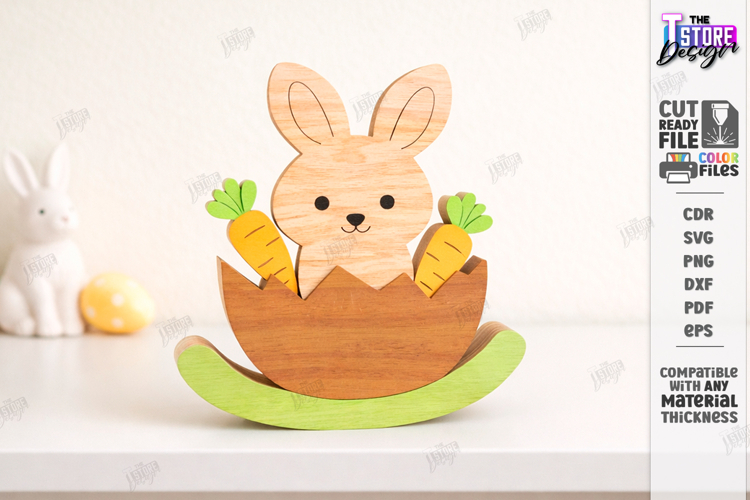 Easter Bunny Rocker Laser Cut | Tabletop Easter Decor | CNC