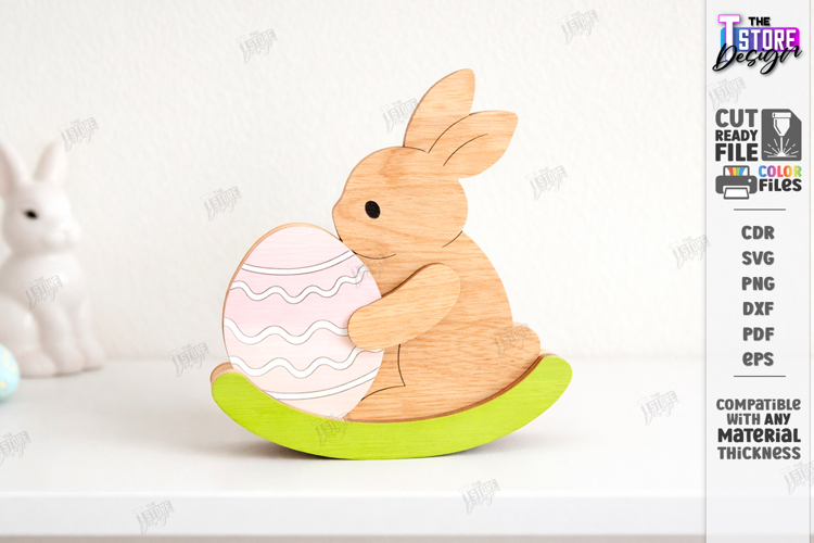 Easter Bunny Rocker Laser Cut | Tabletop Easter Decor | CNC