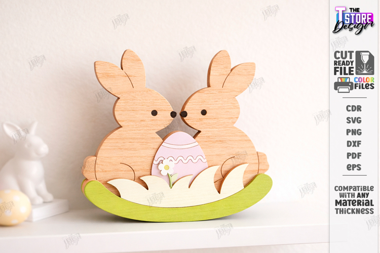 Easter Bunny Rocker Laser Cut | Tabletop Easter Decor | CNC