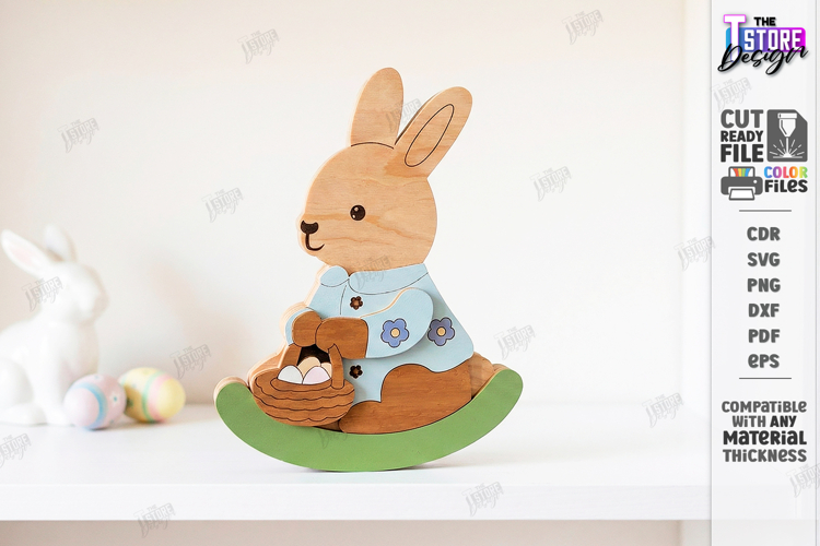 Easter Bunny Rocker Laser Cut | Tabletop Easter Decor | CNC