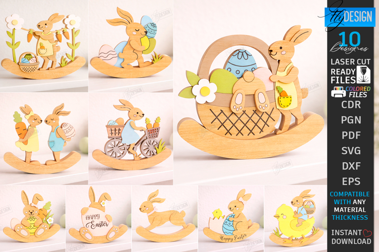 Easter Bunny Rocker Laser Cut Bundle | Standing Table Decor