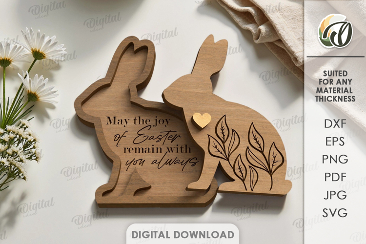 3D Easter Card Laser Cut. Layered Easter Greeting Card SVG