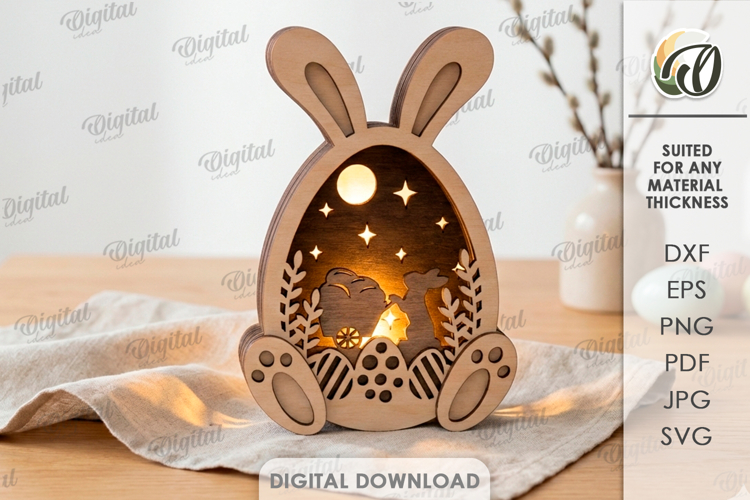 3D Easter Lamp Laser Cut. Night Lamp. Led Lamp SVG