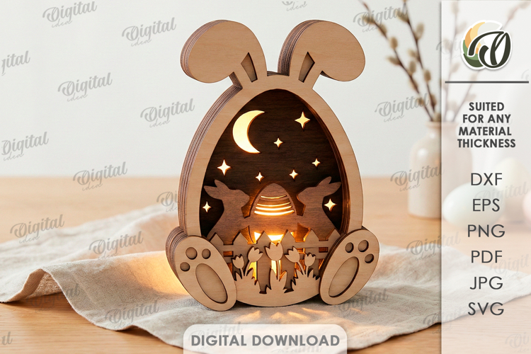 3D Easter Lamp Laser Cut. Night Lamp. Led Lamp SVG