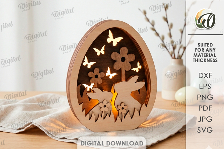 3D Easter Lamp Laser Cut. Night Lamp. Led Lamp SVG