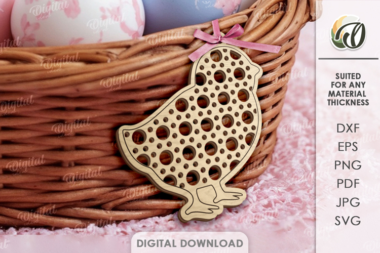 Easter Rattan Ornament Laser Cut. Chick SVG