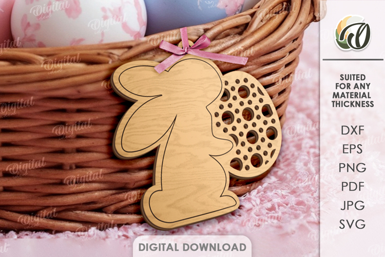 Easter Rattan Ornament Laser Cut. Easter Bunny SVG