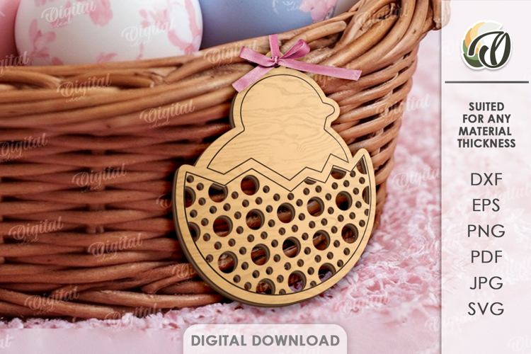 Easter Rattan Ornament Laser Cut. Chick SVG