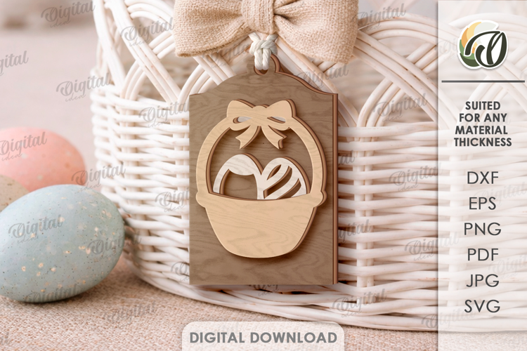 3D Easter Tag Laser Cut. Easter Gift Tag SVG
