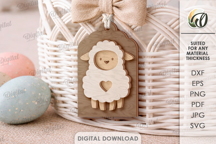 3D Easter Tag Laser Cut. Easter Gift Tag SVG