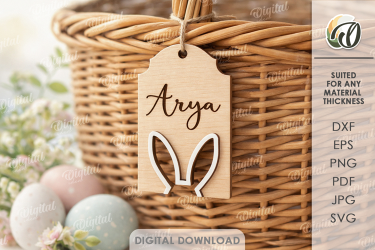 3D Easter Tag Laser Cut. Personalized Gift Tag SVG