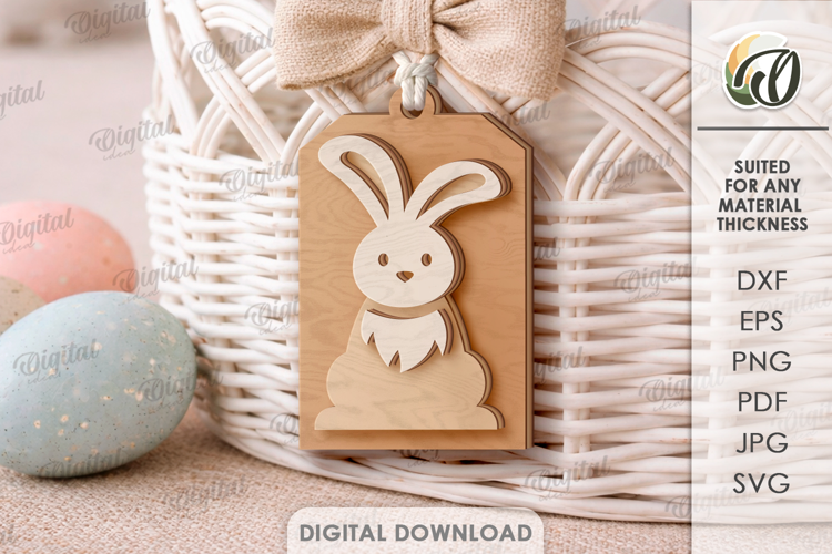 3D Easter Tag Laser Cut. Easter Gift Tag SVG