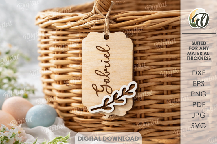 3D Easter Tag Laser Cut. Personalized Gift Tag SVG