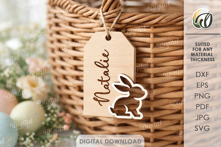 3D Easter Tag Laser Cut. Personalized Gift Tag SVG