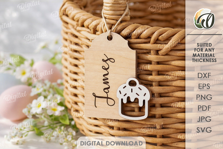 3D Easter Tag Laser Cut. Personalized Gift Tag SVG
