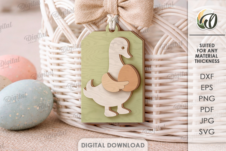 3D Easter Tag Laser Cut. Easter Gift Tag SVG