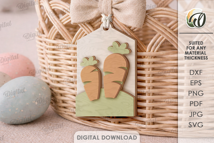 3D Easter Tag Laser Cut. Easter Gift Tag SVG