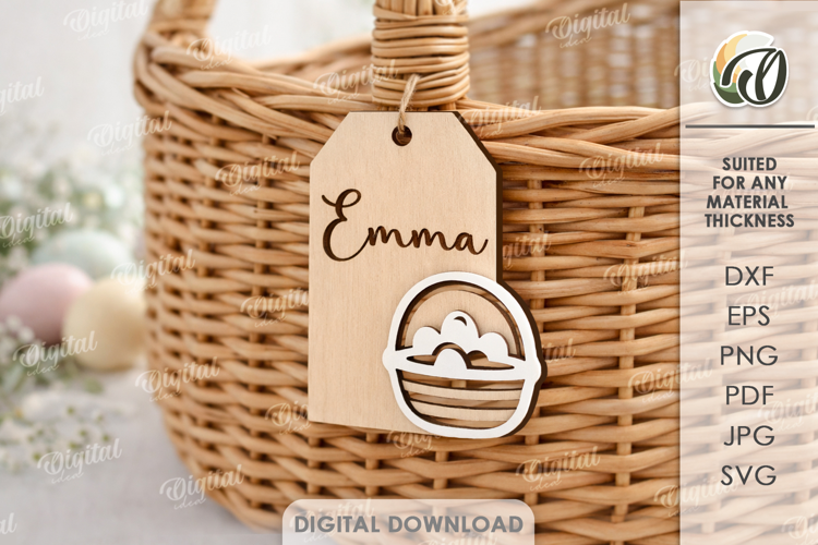 3D Easter Tag Laser Cut. Personalized Gift Tag SVG