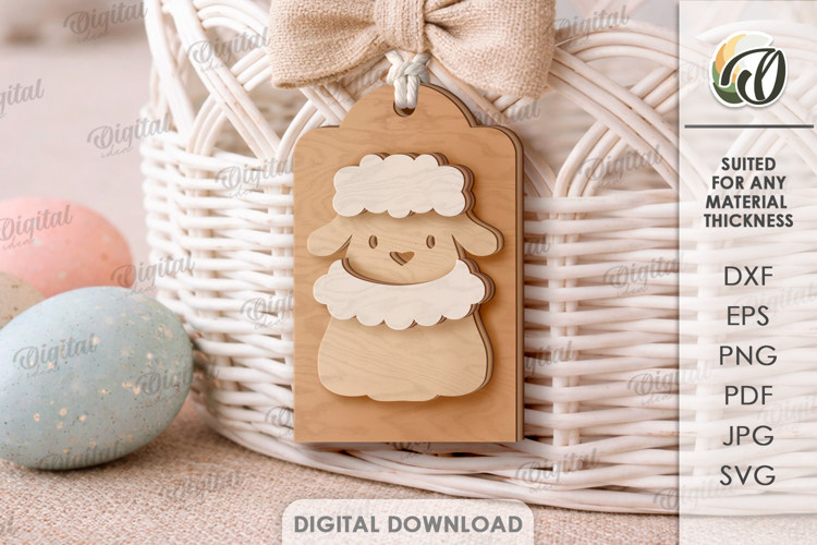 3D Easter Tag Laser Cut. Easter Gift Tag SVG