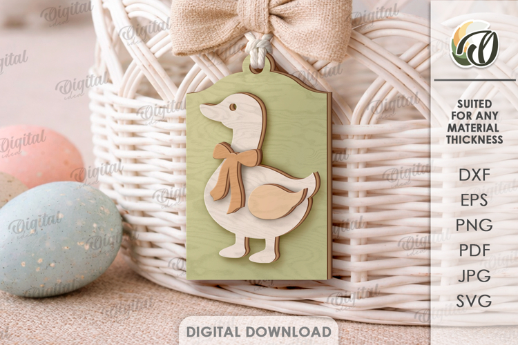 3D Easter Tag Laser Cut. Easter Gift Tag SVG
