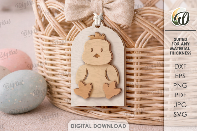 3D Easter Tag Laser Cut. Easter Gift Tag SVG