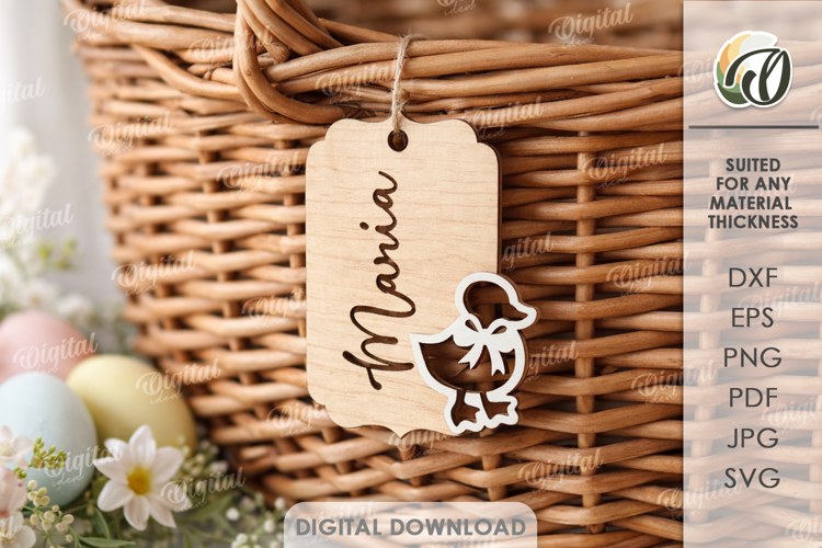 3D Easter Tag Laser Cut. Personalized Gift Tag SVG
