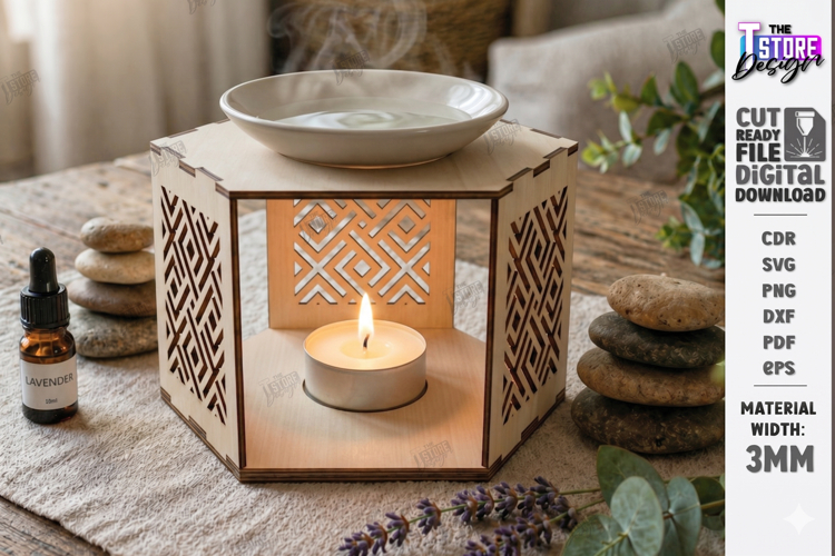 Essential Oil Burner Laser Cut | Aroma Lamp | Home Decor example image 1