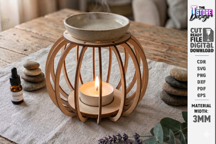 Essential Oil Burner Laser Cut | Aroma Lamp | Home Decor example image 1