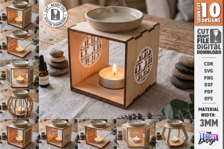Essential Oil Burner Laser Cut Bundle | Aroma Lamp Stand SVG