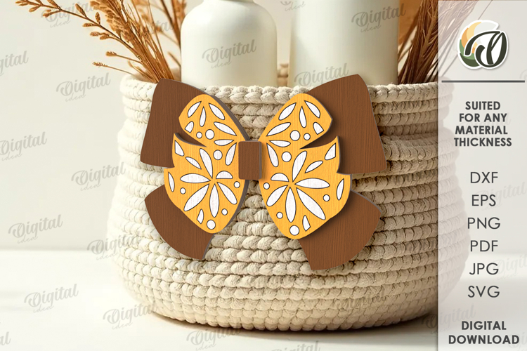 Wooden Fall Bow Lasercut. Wooden Accessories SVG