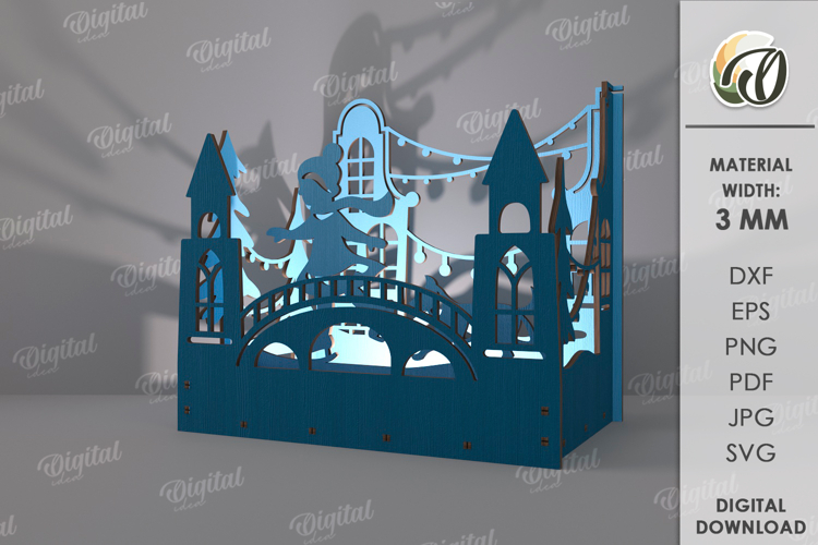 Wooden Christmas Lamp Laser Cut. Christmas Lamp SVG