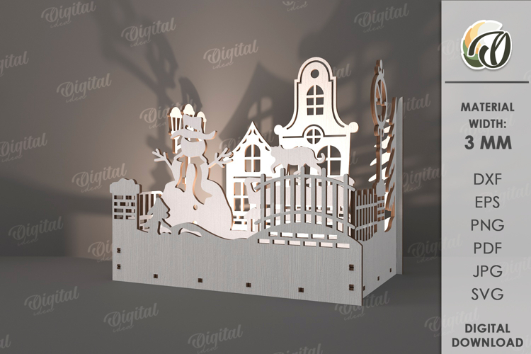 Wooden Christmas Lamp Laser Cut. Christmas Lamp SVG