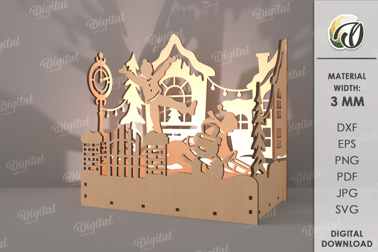 Wooden Christmas Lamp Laser Cut. Christmas Lamp SVG