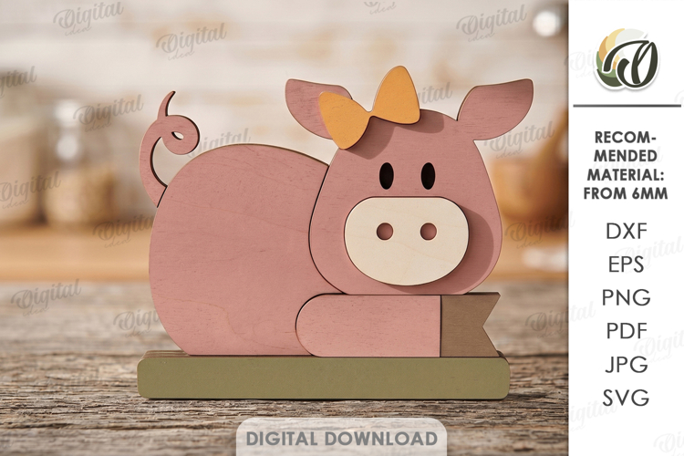 Farm Animal Stand Laser Cut. Stand Decor. Pig SVG