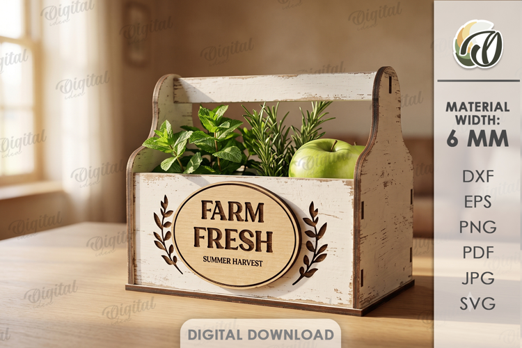 3D Farm Box Laser Cut. Storage Box. Produce Crate SVG