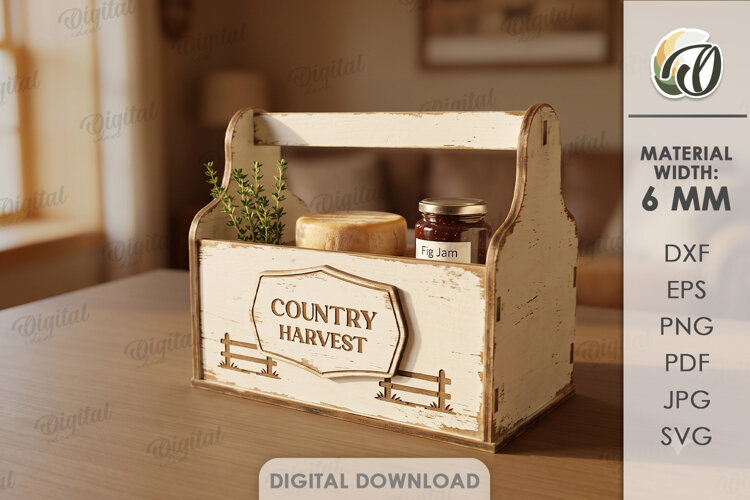 3D Farm Crate Laser Cut. Storage Box. Produce Crate SVG example image 1