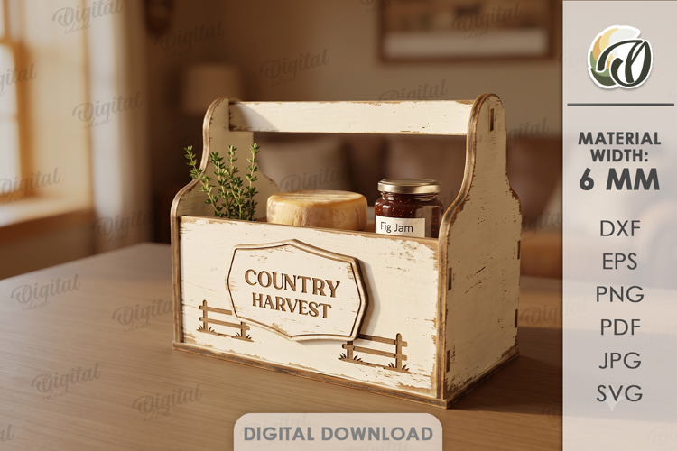 3D Farm Crate Laser Cut. Storage Box. Produce Crate SVG
