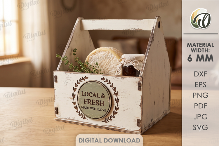 3D Farm Crate Laser Cut. Storage Box. Produce Crate SVG