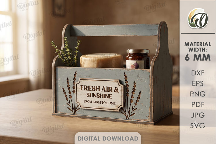 3D Farm Crate Laser Cut. Storage Box. Produce Crate SVG