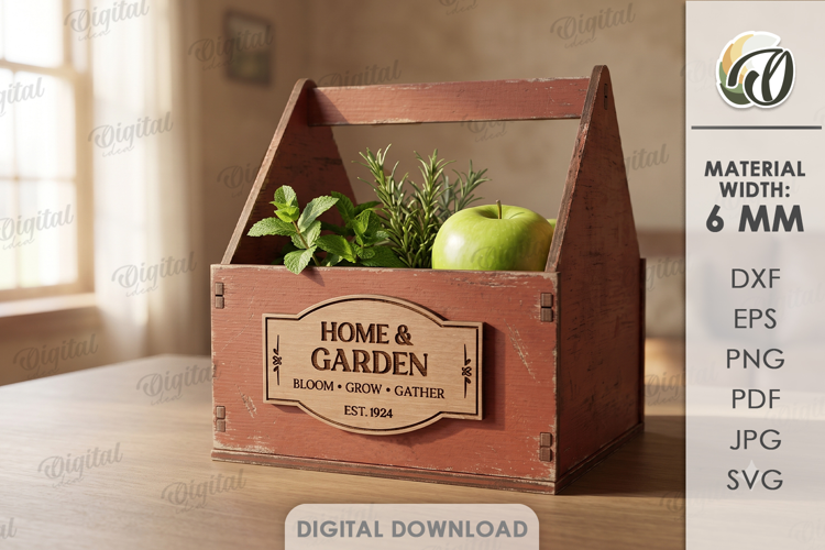3D Farm Crate Laser Cut. Storage Box. Produce Crate SVG