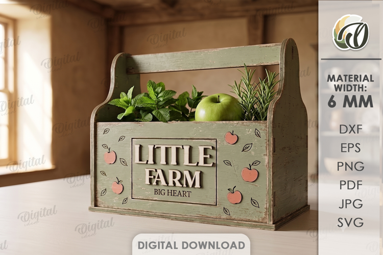 3D Farm Crate Laser Cut. Storage Box. Produce Crate SVG