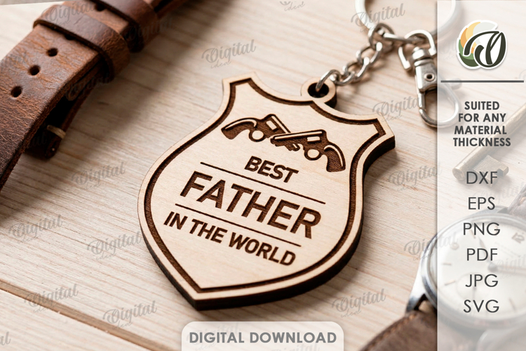 Fathers Day Keychain Laser Cut. Keyring SVG. Dad key ring