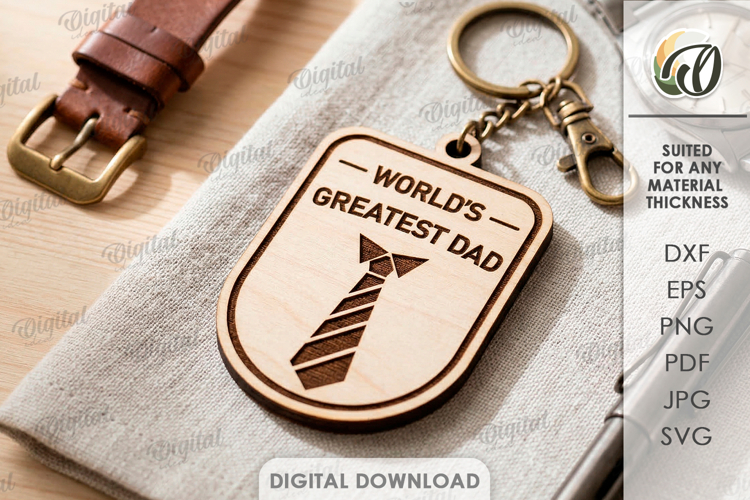 Fathers Day Keychain Laser Cut. Keyring SVG. Dad keyring
