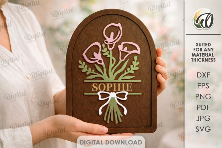 3D Flower Sign Laser Cut. Wall Decor SVG