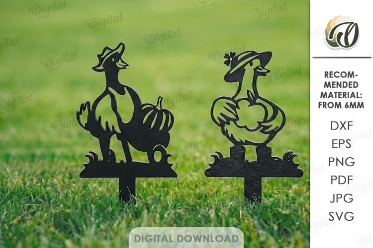 Garden Stakes Laser Cut. Garden Decor. Ducks SVG