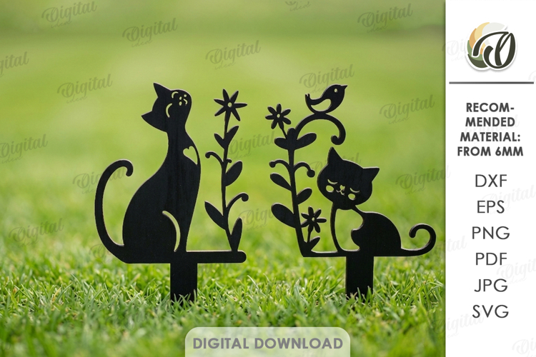 Garden Stakes Laser Cut. Garden Decor. Cats SVG