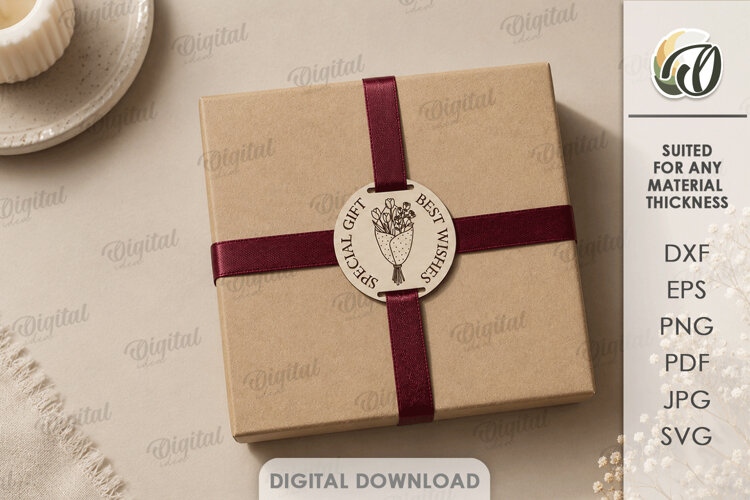 Gift Tag Laser Cut. Engraved Present Tag SVG example image 1