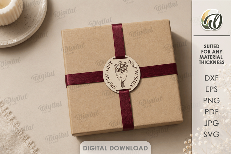 Gift Tag Laser Cut. Engraved Present Tag SVG